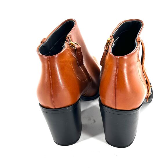 Franco Sarto Vivica Ankle Booties 11 NWOT Tan Square Toe Block Heel Western - Picture 6 of 10